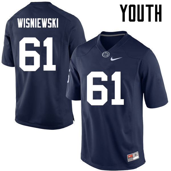 Youth Penn State Nittany Lions #61 Stefen Wisniewski College Football Jerseys-Navy